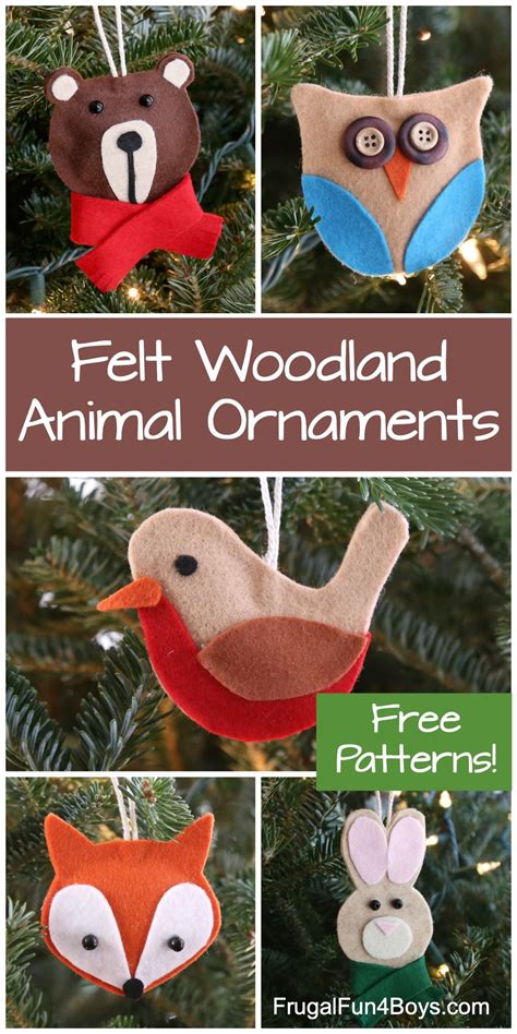 No Sew Felt Woodland Animal Ornaments With Printable Patterns Diy