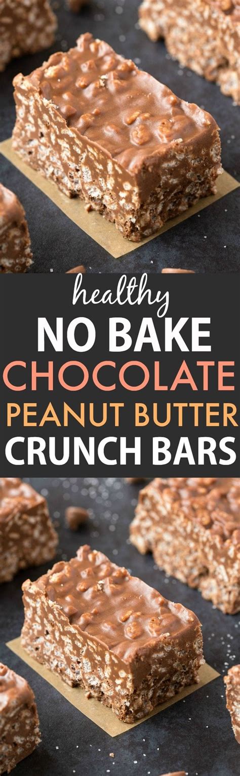 Healthy No Bake Chocolate Peanut Butter Crunch Bars Vegan Gluten Free