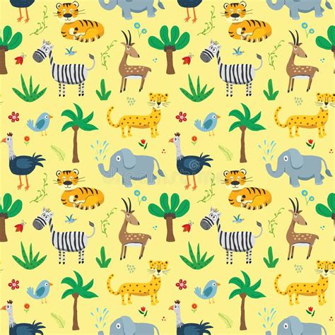 Animaux Mignons Mod Le Sans Couture Dessin Anim Animaux Et Plantes