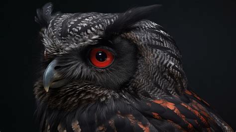 Premium Ai Image Beautiful Owl With Red Eyes On A Black Background