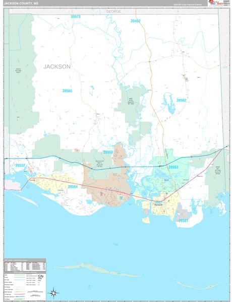 Jackson County, MS Wall Map Premium Style by MarketMAPS - MapSales