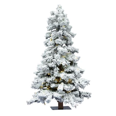 Vickerman 4 Ft Pre Lit Traditional Flocked White Artificial Christmas Tree With 150 Constant