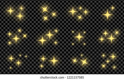 Gold Bright Glowing Shining Star Flares Stock Vector Royalty Free