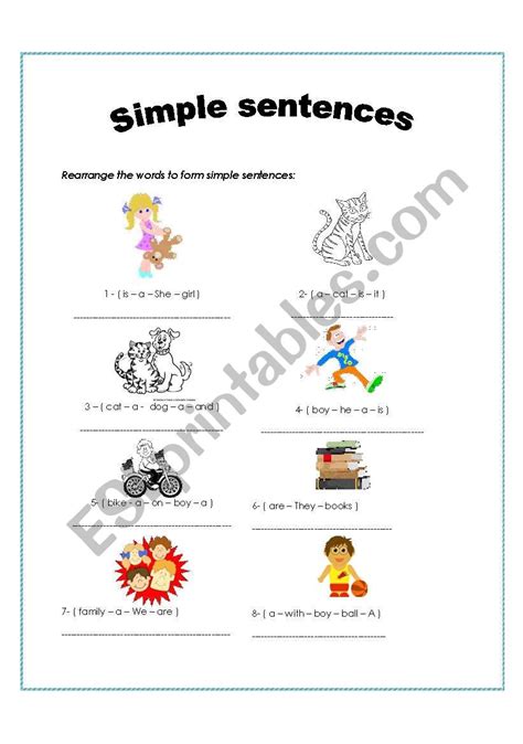 Free simple sentences worksheet for, Download Free simple sentences worksheet for png images ...