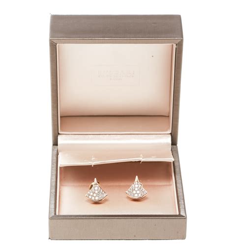 Bvlgari Divas Dream Pave Diamonds 18k Rose Gold Stud Earrings Bvlgari