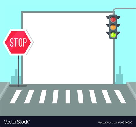 Pedestrian crossing with stop sign traffic lights Vector Image