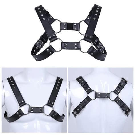 IEFiEL Adults Men Lingerie Faux Leather Adjustable Body Chest Harness