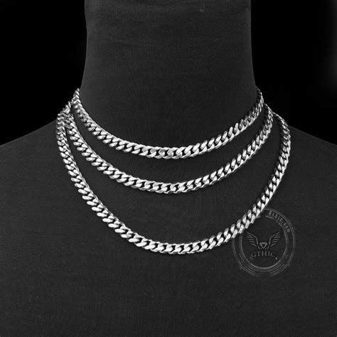 Classic Cuban Link Stainless Steel Chain Necklace Gthic