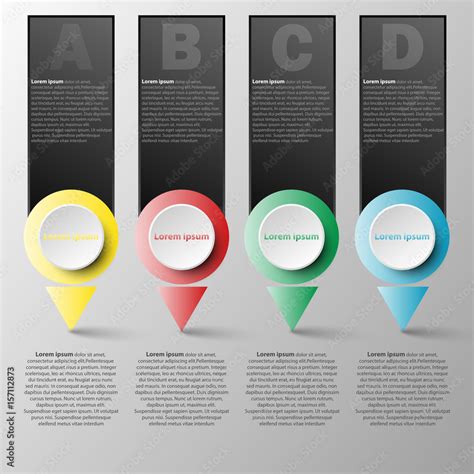 Vector infographics design template with four 3D colorful circle paper ...