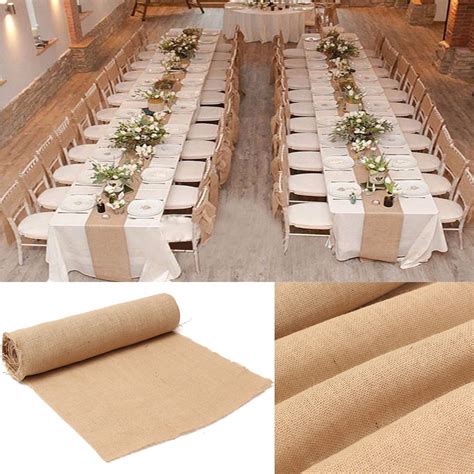 Mx Cm Chemin De Table Jute Toile Dentelle D Coration Mariage Nappe