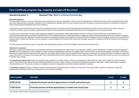 Pdf Care Certificate Progress Log Mapping And Sign Off Document