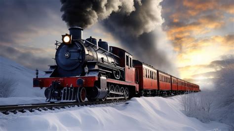 Premium AI Image | steam locomotive train in a snowy landscape