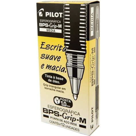 Caneta Esferografica BPS GRIP M 1 0MM Preta Pilot Pen Caneta