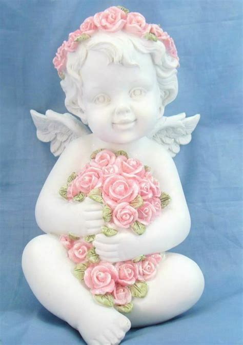 Guardian Angel Figurine Cherub Statue Holding Roses Ornament Sculpture T Angel Angel