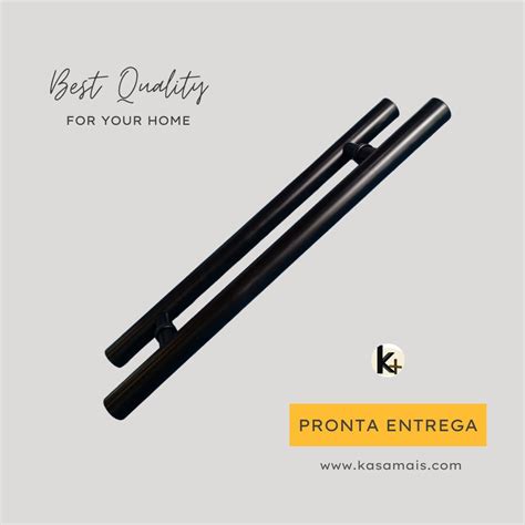 Puxador Preto 60cm Tubular H Inox Kasa Mais