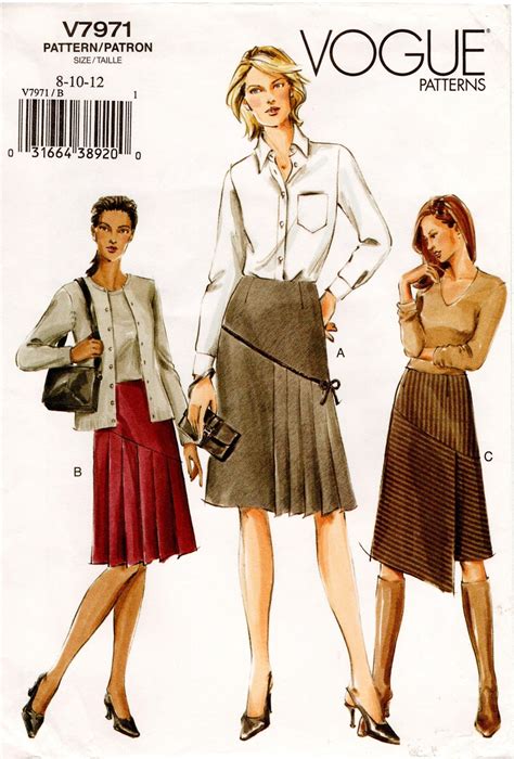 Sewing And Needlecraft Vogue Patterns Vogue Skirt Pattern V7971 Sz 81012 Asymmetrical Seam Skirt