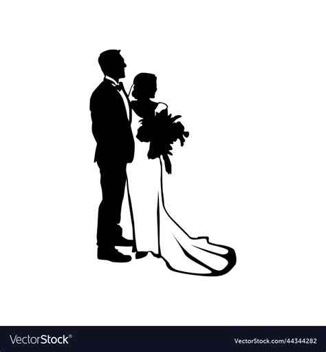 Bride and groom wedding silhouette clipart Vector Image