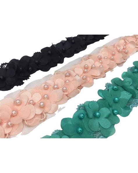 50cm Fleurs Satin Georgette Perles à Coudre Découpées au Laser Macramé