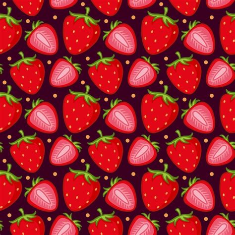 Premium Vector A Simple Pattern Of Ripe Red Strawberries On A Dark