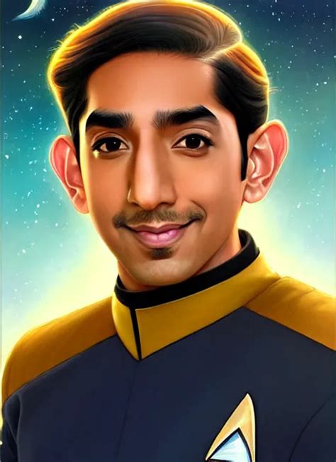 Cute Star Trek Officer Dev Patel Natural Lighting Stable Diffusion