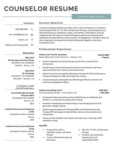 Mental Health Counselor Resume Sample And Skills To List