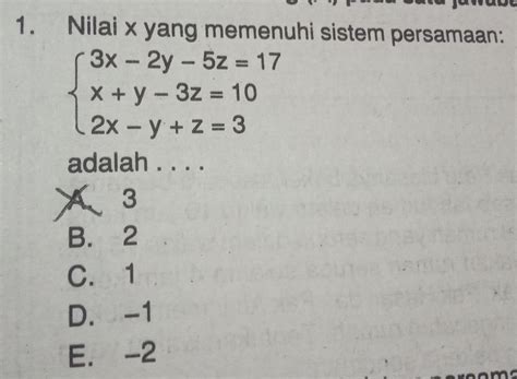 Nilai X Yang Memenuhi Sistem Persamaan Ftbeginarrayl X Y Z