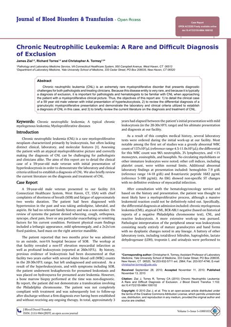 Pdf Chronic Neutrophilic Leukemia A Rare And Difficult Diagnosis Of Exclusion