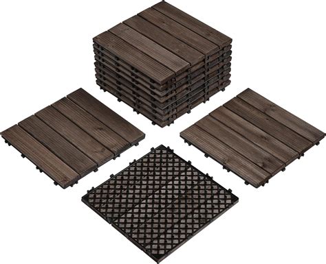 Yaheetech Pcs Patio Deck Tiles X In Interlocking Wood Floor