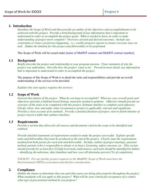 Free Printable Project Scope Templates Word Excel Pdf Example