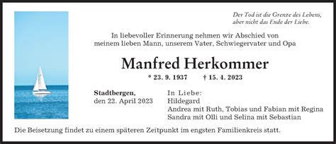 Traueranzeigen Von Manfred Herkommer Augsburger Allgemeine Zeitung