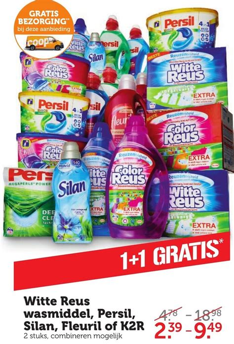 Witte Reus Wasmiddel Persil Silan Fleuril Of K2r Aanbieding Bij