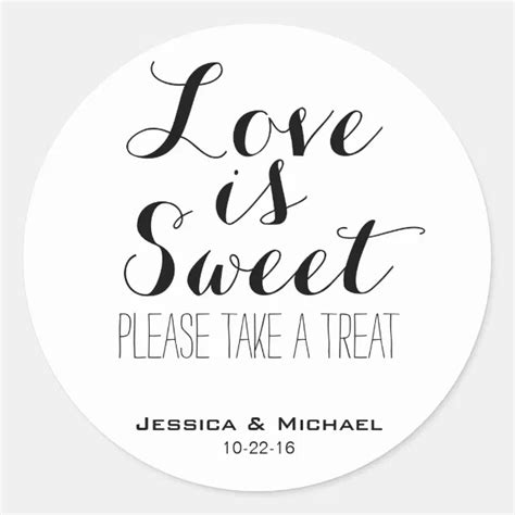 Love Is Sweet Custom Wedding Candy Buffet Favor Classic Round Sticker