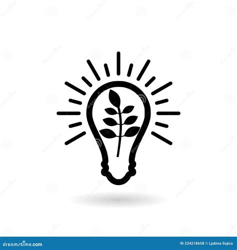 Plant Inside Light Bulb Icon With Shadow Stock Vector Illustration Of