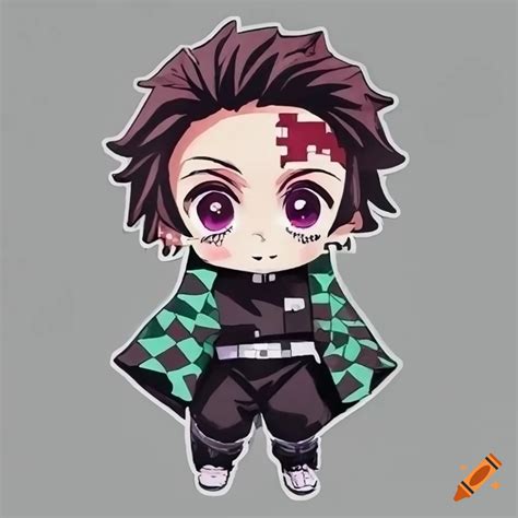 Chibi Version Of Demon Slayer Character Tanjiro Kamado Full Body Sticker On Craiyon