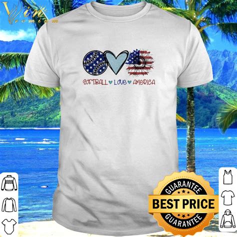 Best Softball Love Heart Sunflower American Flag Veteran Independence Day Shirt Hoodie Sweater