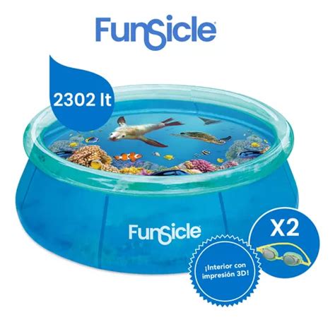 Pileta Inflable Redonda Mar 3d Funsicle 2302lts 2 Antiparr Color Azul