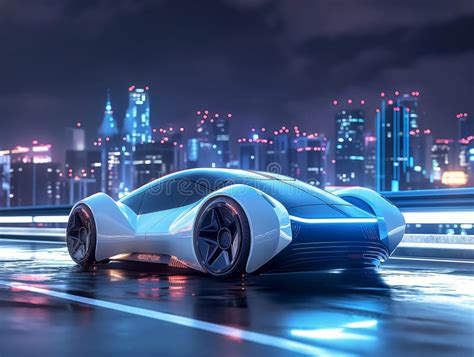 Futuristic Sports Car In Urban Nightscape Stock Photo Image Of