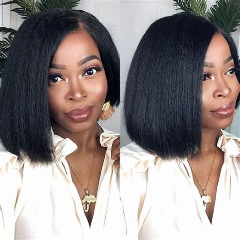 Kinky Straight Yaki Bob Wig Celie Hair