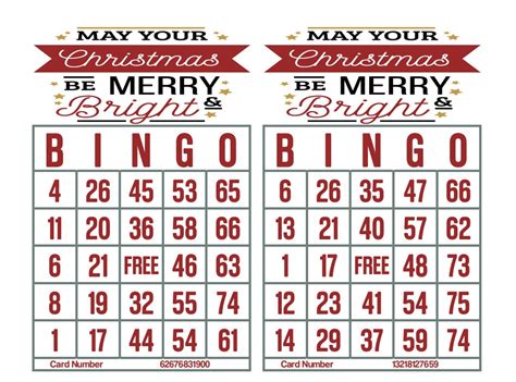 1200 Printable Bingo Cards 2 Per Page Large Christmas Bingo Game Instant Download Print