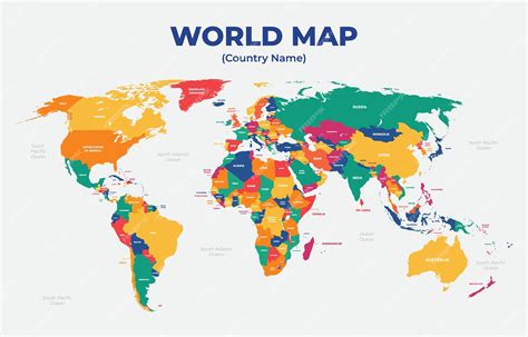 Qual O Nome Do País - Mapa do mundo com o nome do país | Vetor Premium