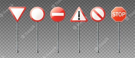 Free Vector Realistic Collection Of Warning And Information Road Signs