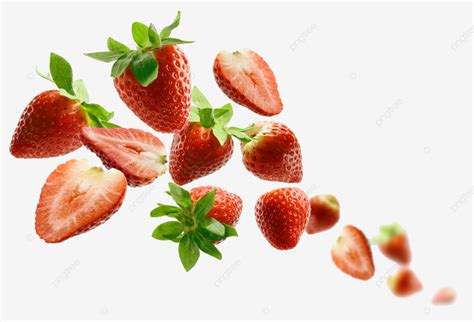 Strawberry Berry Levitating On A White Background Falling Object