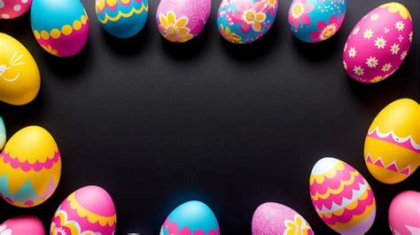 Premium Photo | A frame of colorful easter eggs with the words easter on it