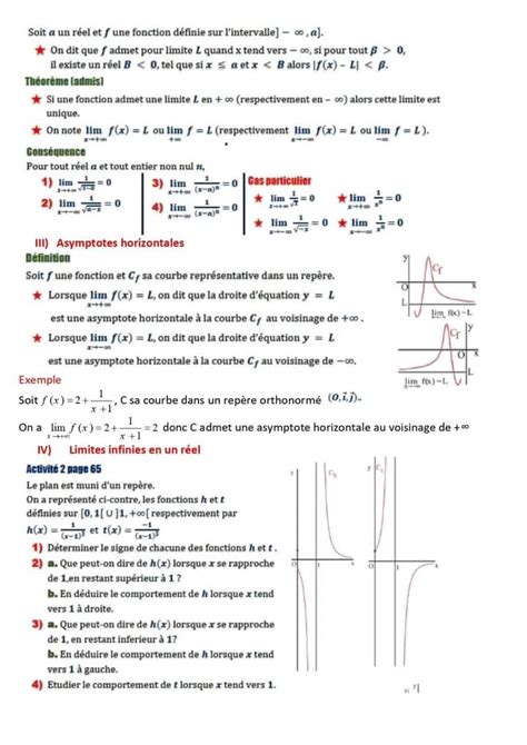 3 ème Mathématiques Math LIMITES ET COMPORTEMENTS ASYMPTOTIQUES