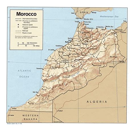 Detailed political and administrative map of Morocco with relief, roads ...