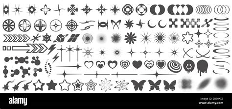 Y2k Icons Retro Graphic Elements For Design Modern Rave Symbols