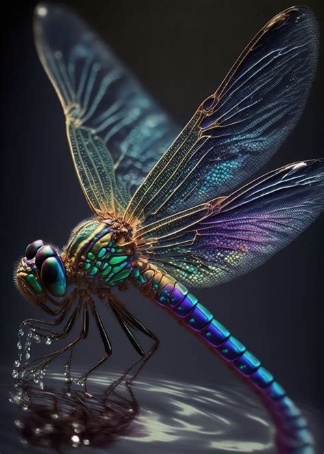 Dragonfly Poster Picture Metal Print Paint By Newton Russell