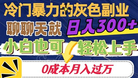 冷门暴利的副业项目，聊聊天就能日入300，0成本月入过万 启航说运营