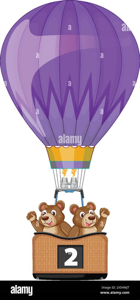 Two Bears In A Hot Air Balloon Having Fun Stock Vector Image Art Alamy