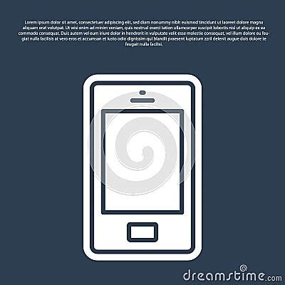 Blue Line Smartphone Mobile Phone Icon Isolated On Blue Background